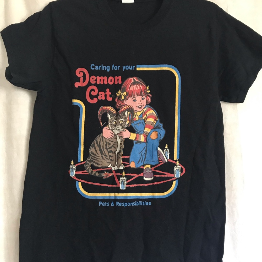 “Caring for your Demon Cat” t-shirt